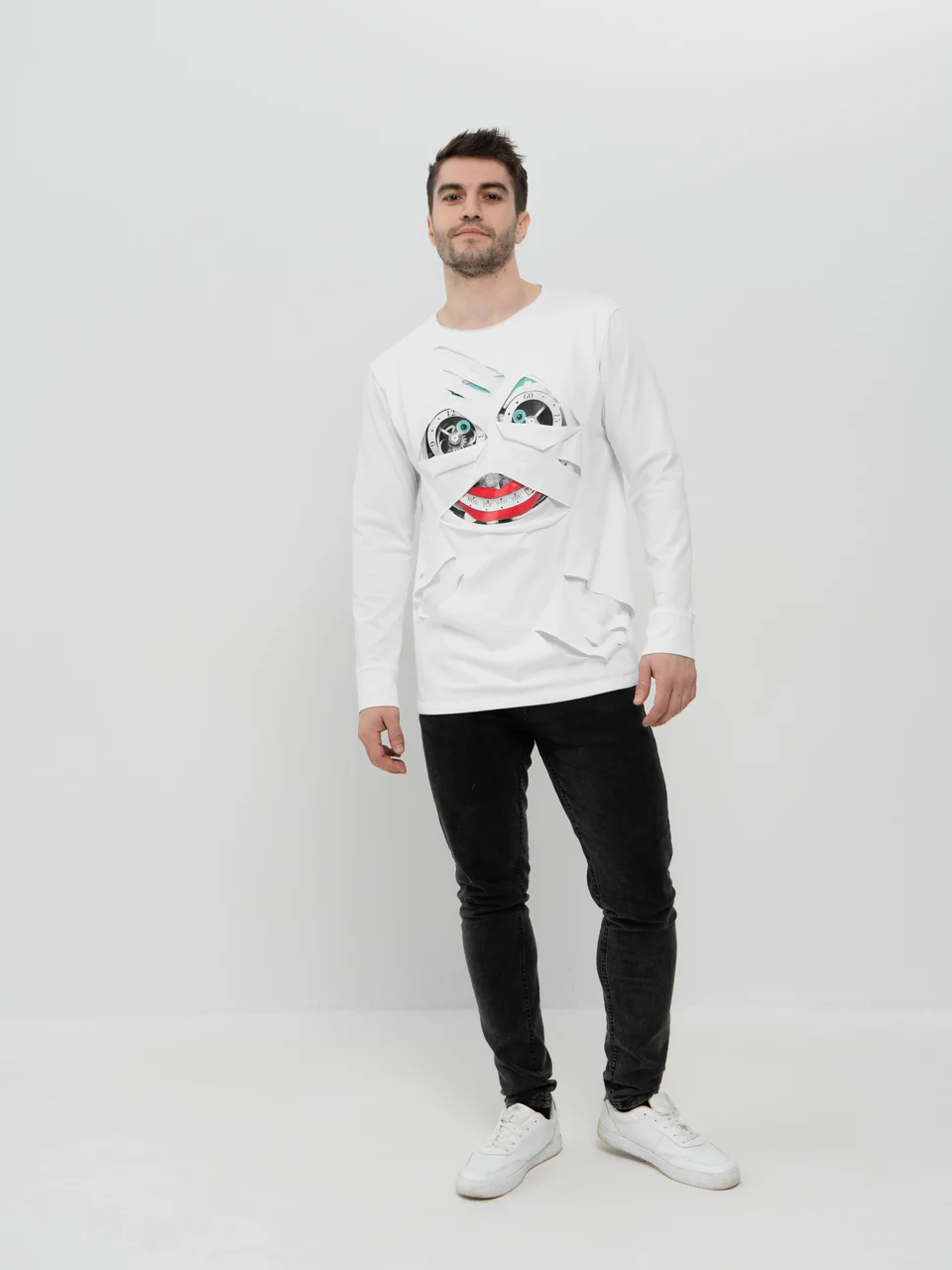 Лонгслив белый "Джокер Скелет"