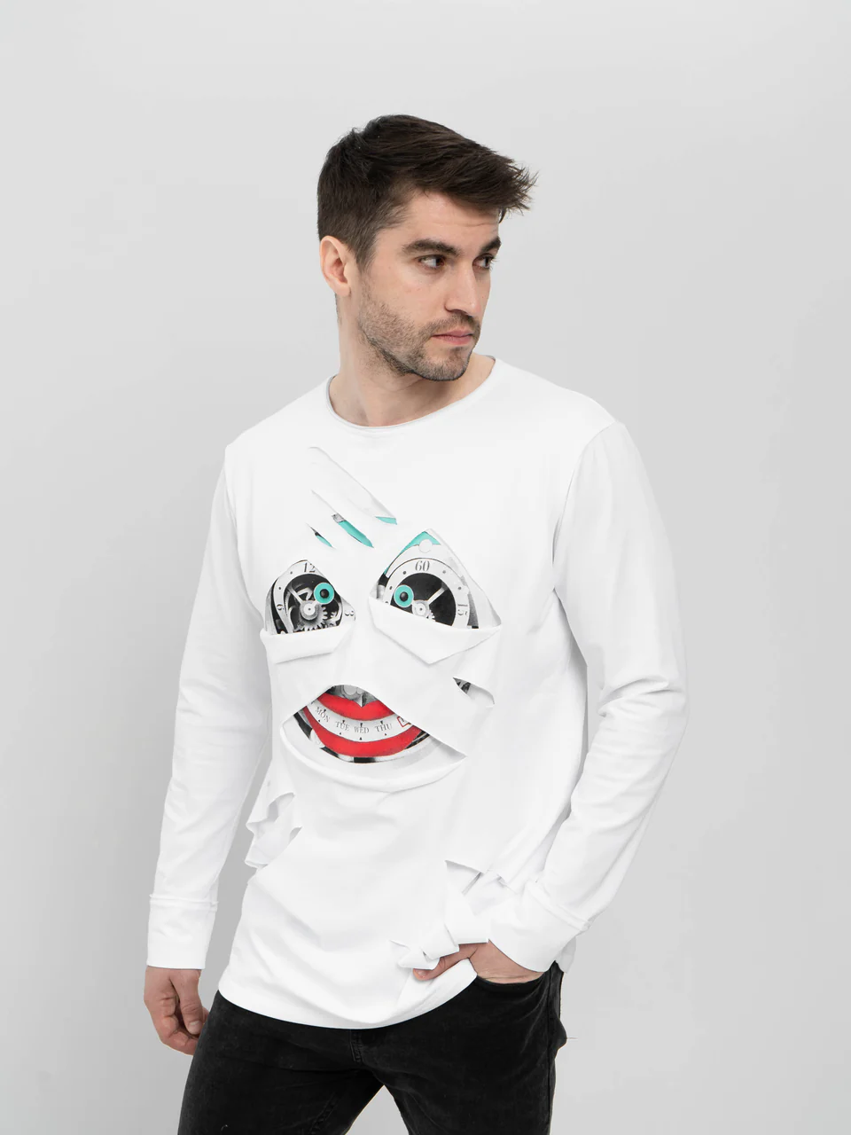 Лонгслив белый "Джокер Скелет"