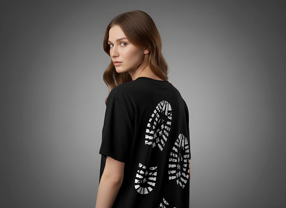 Футболка черная "Путник. След"