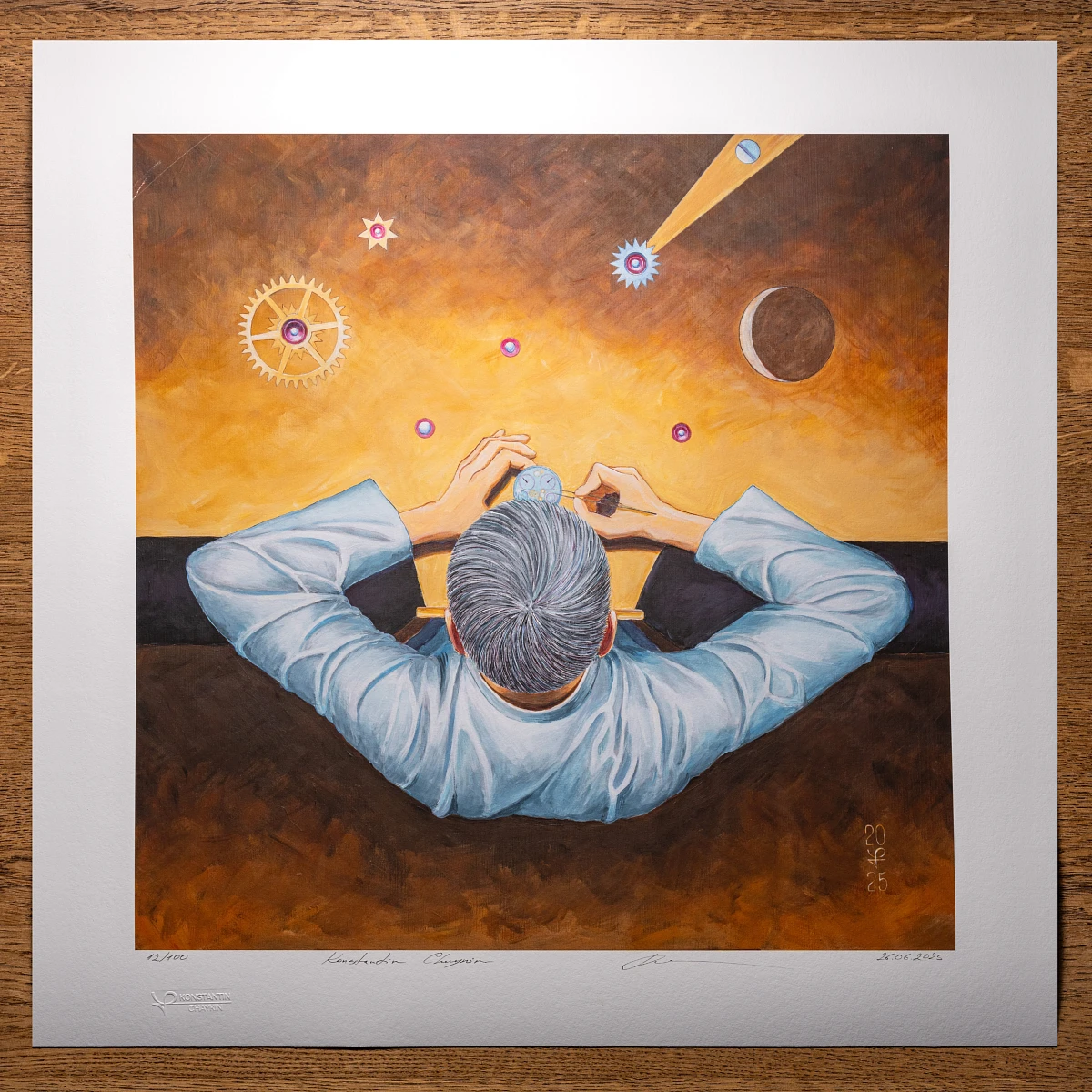 Авторский жикле автопортрета Константина Чайкина «Размышление о рождении времени»